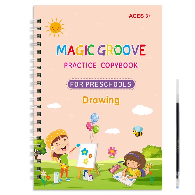 Magic Groove Practice Copybook for Kids | Reusable Wipe-Clean Writing Book