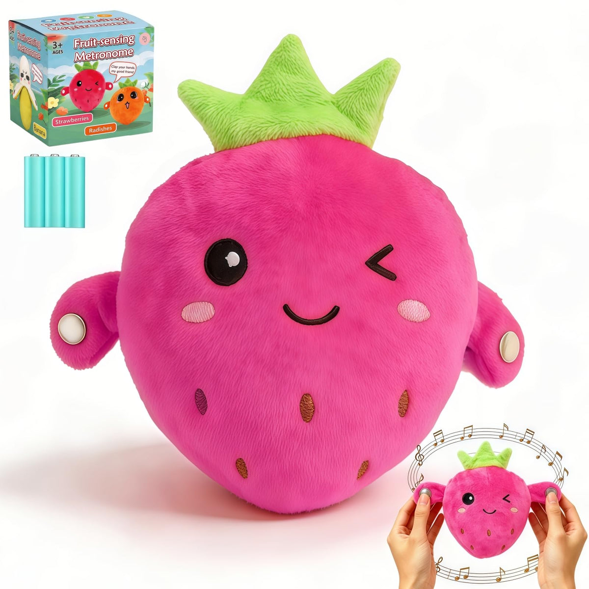 Interactive Musical Plush Toy – Fruit, Heart & Santa Designs