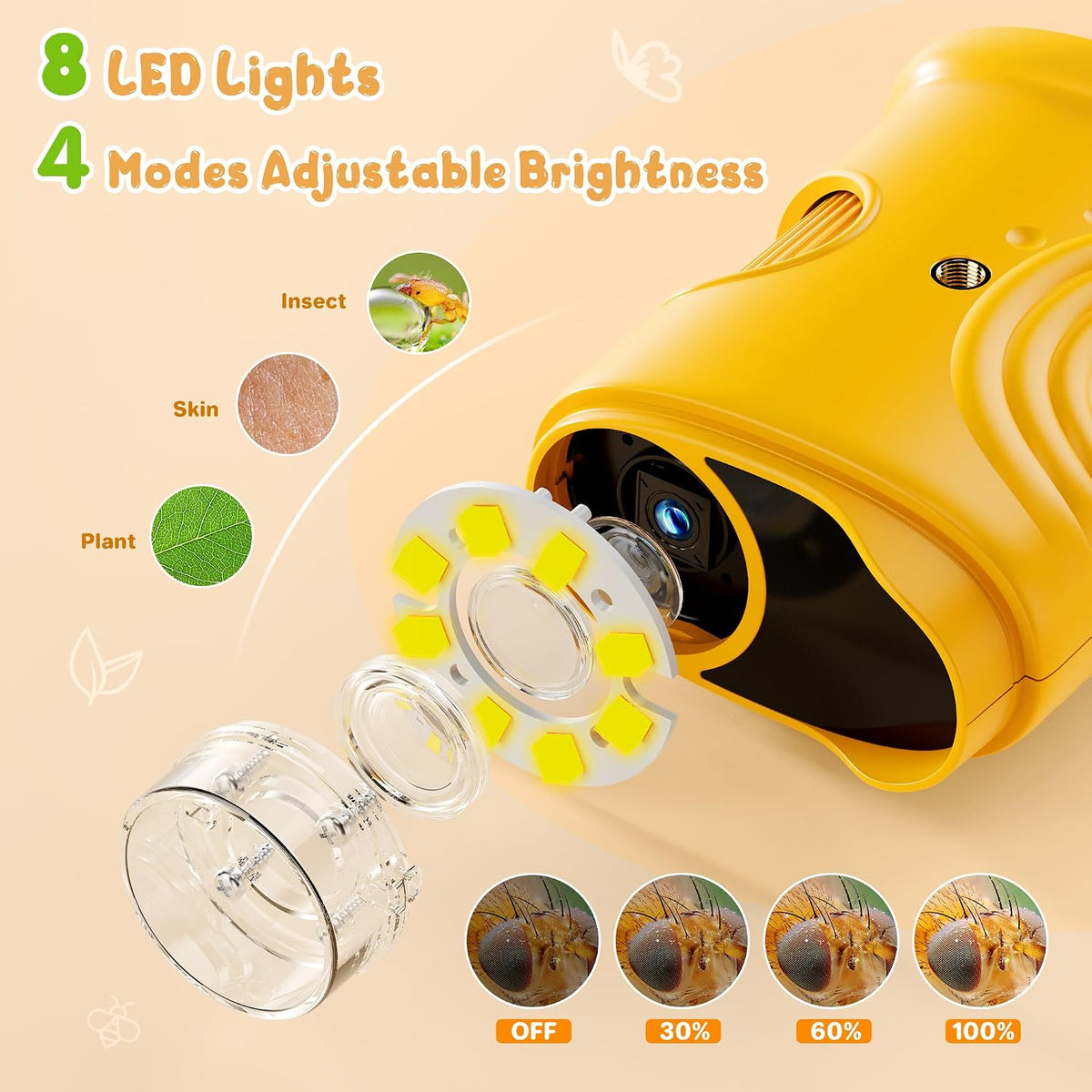 1000X Handheld Pocket Microscope for Kids – 2.0" IPS Screen, STEM Science Toy, Ages 3–12