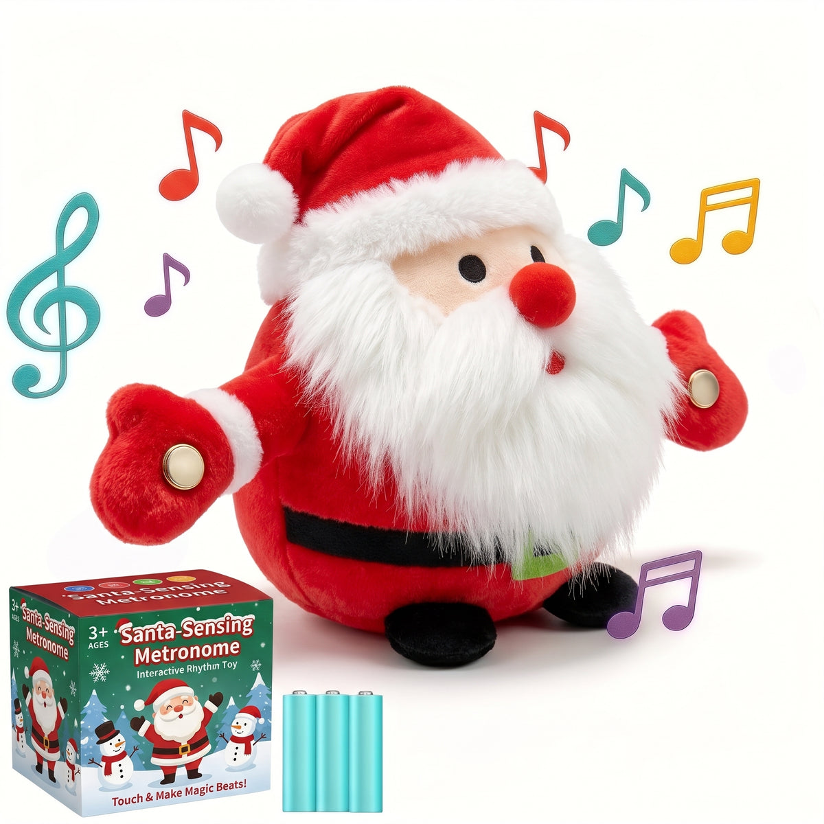 Interactive Musical Plush Toy – Fruit, Heart & Santa Designs