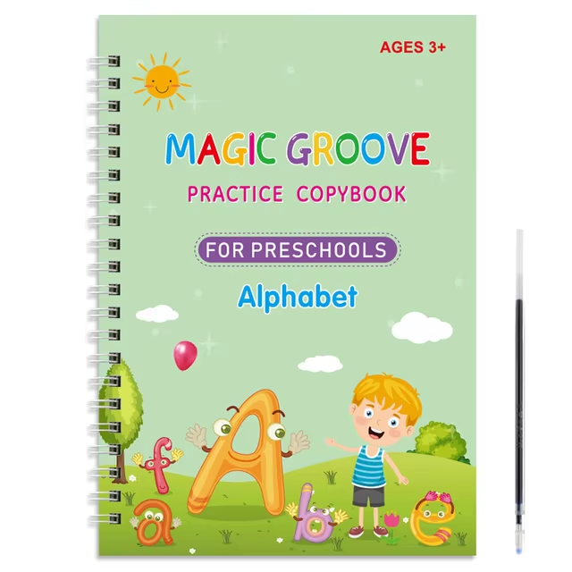 Magic Groove Practice Copybook for Kids | Reusable Wipe-Clean Writing Book