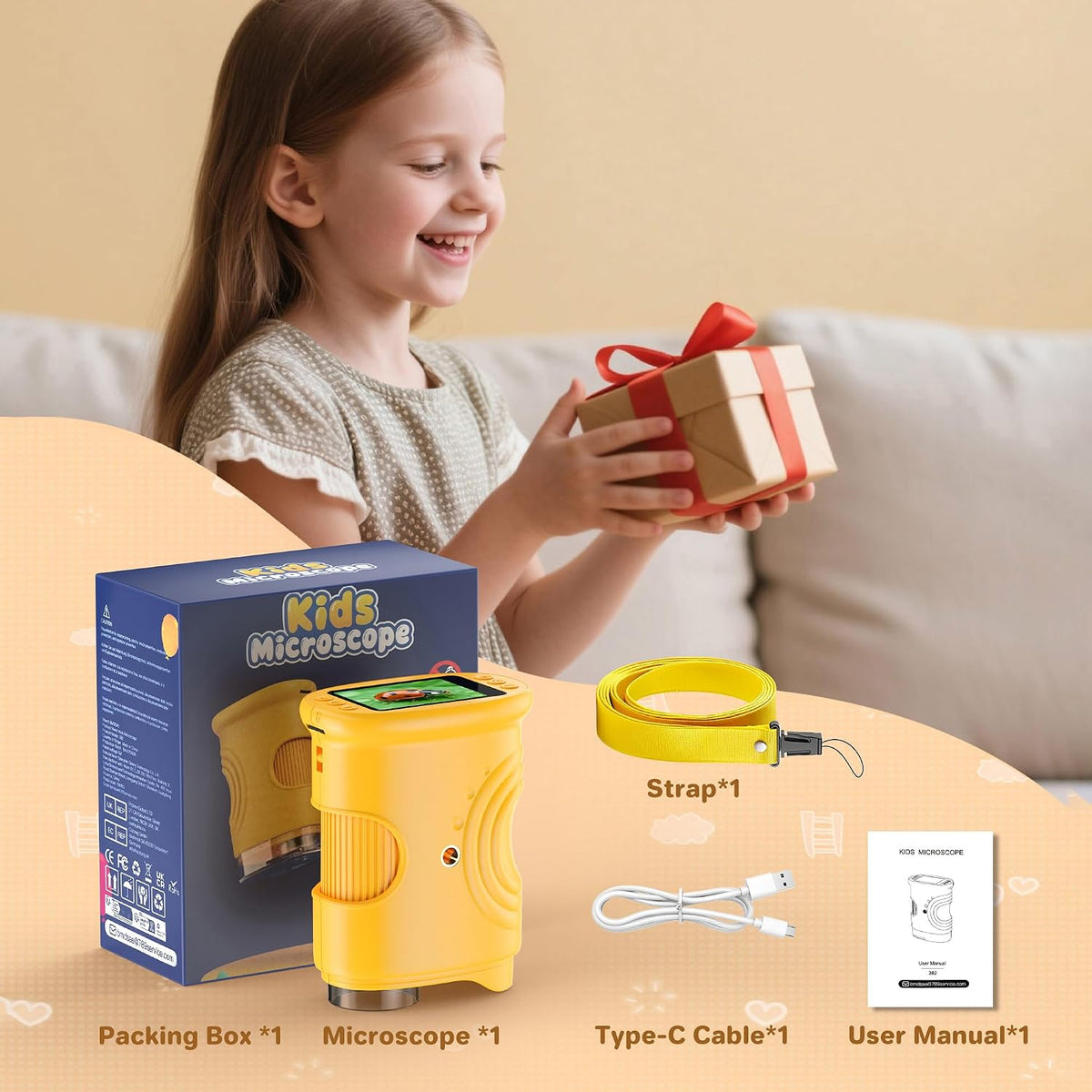 1000X Handheld Pocket Microscope for Kids – 2.0" IPS Screen, STEM Science Toy, Ages 3–12