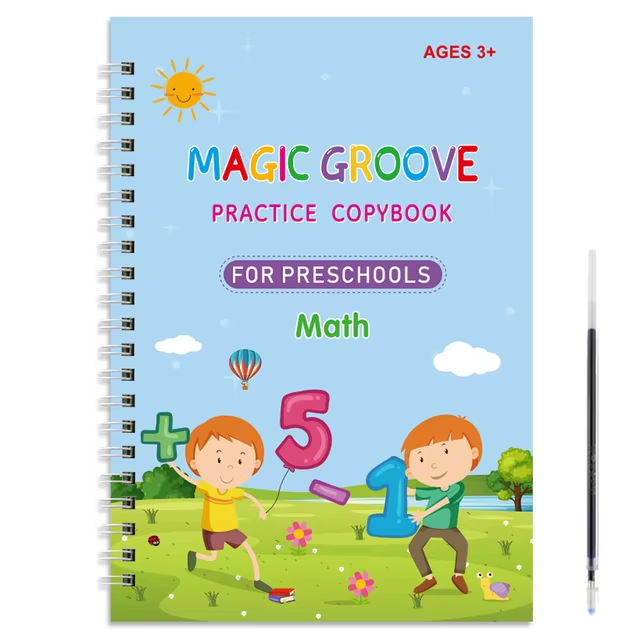 Magic Groove Practice Copybook for Kids | Reusable Wipe-Clean Writing Book
